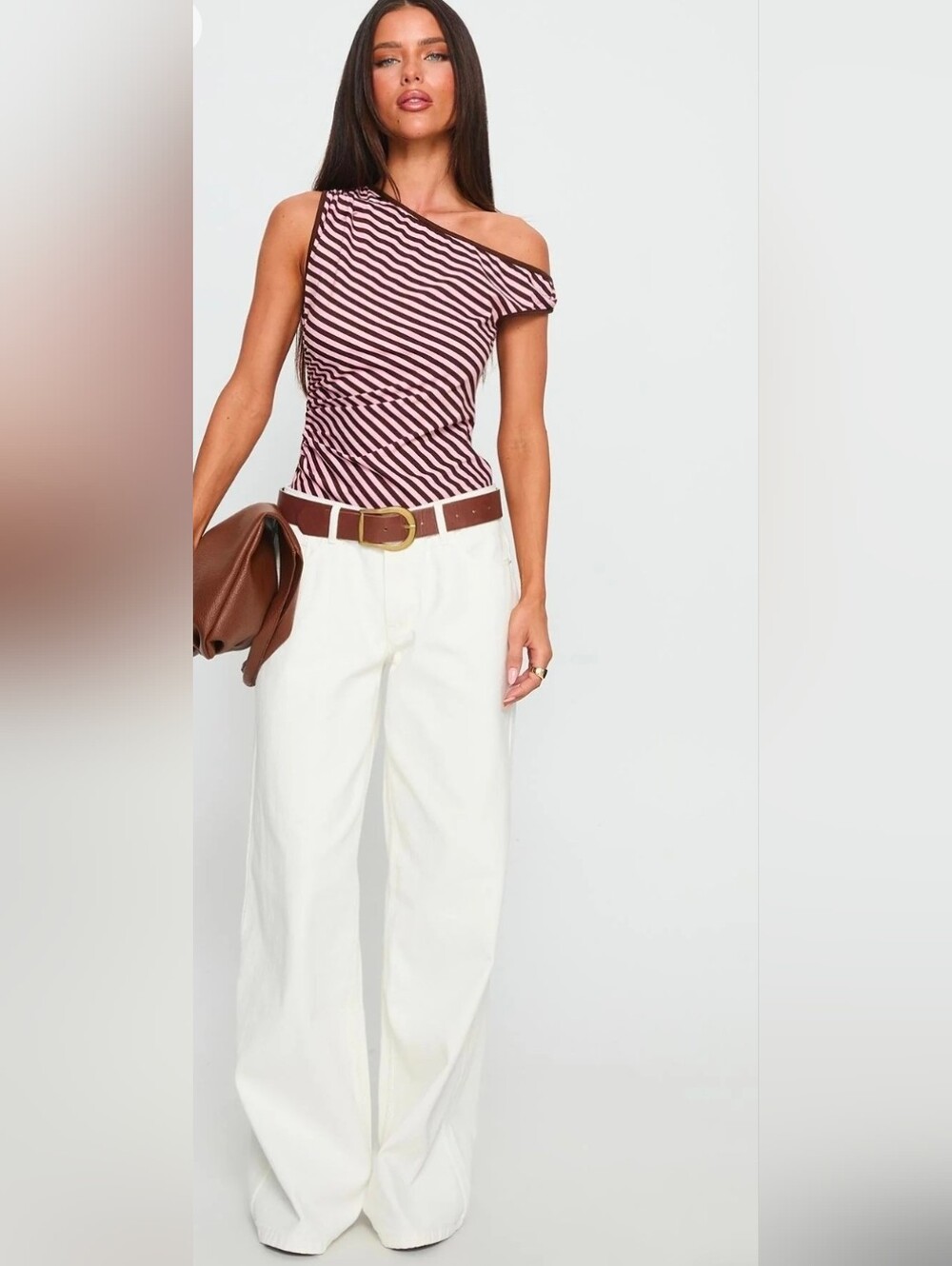 Princess Polly Pink & Brown Striped Bodysuit